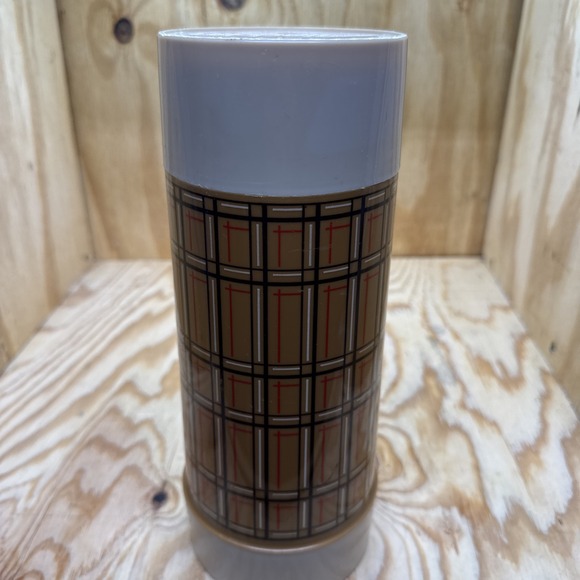 Thermos Other - Vintage Aladdin Brown Plaid Wide Mouth Thermos Bottle Retro Camping 1970s